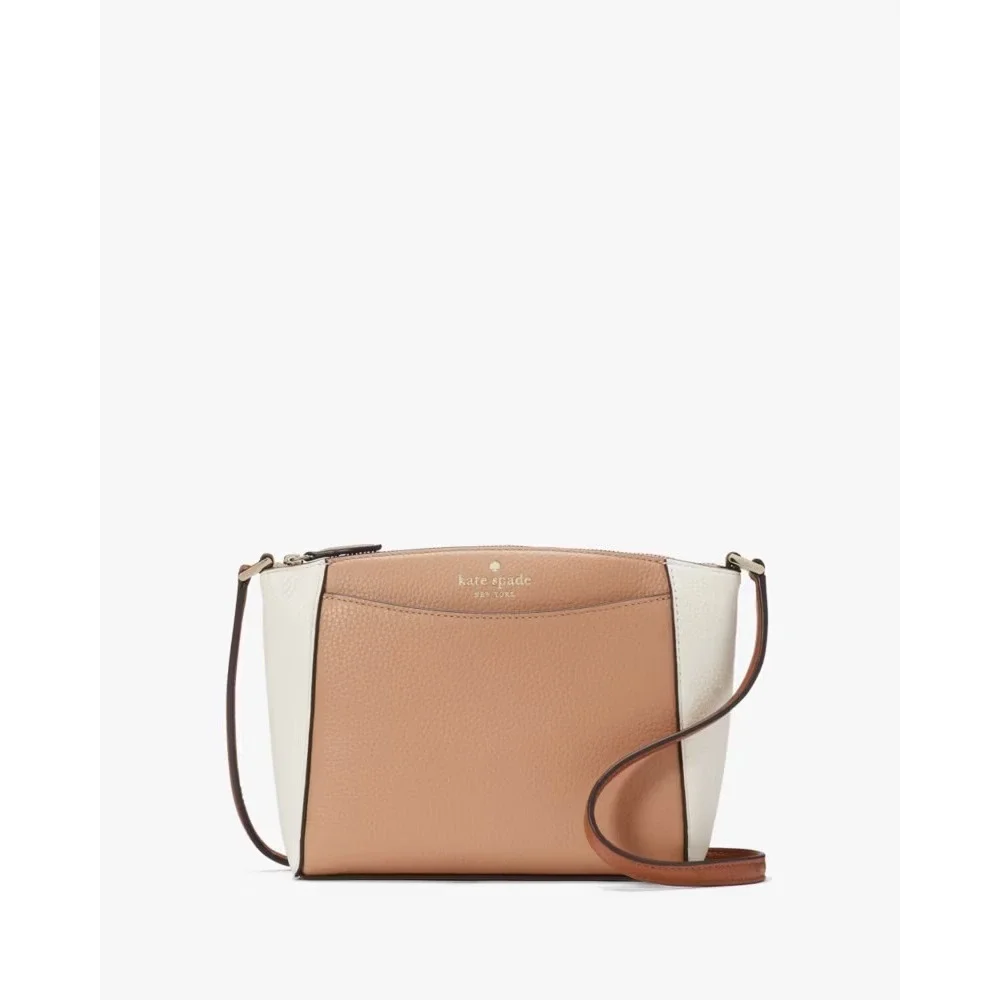 NWT Kate Spade‎ Monica Small Crossbody Bag Purse Pebbled Leather Light Fawn